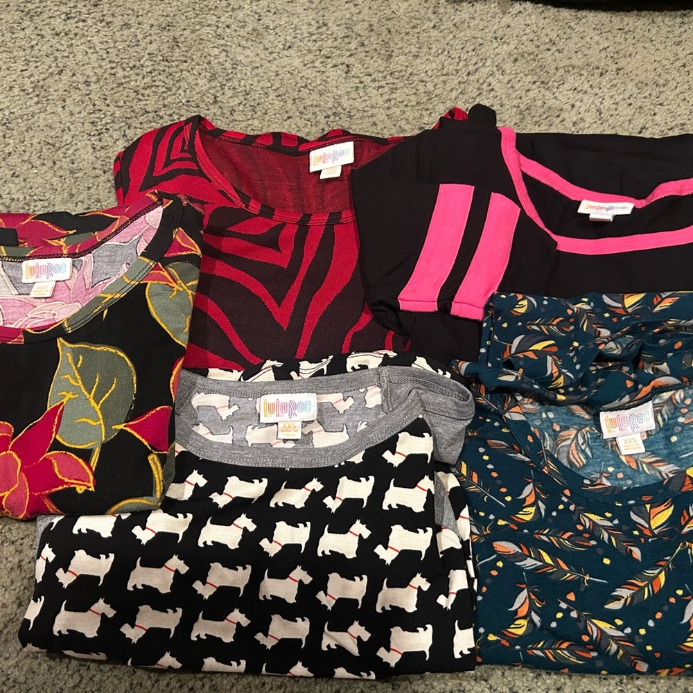 LuLaRoe Julia dresses - Black, Pink, Red, and Blue